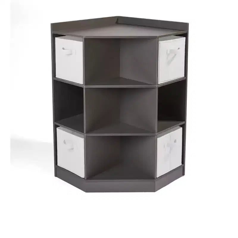 Meuble de rangement d'angle Cubby avec 4 paniers réversibles anthracite : 9 compartiments, 10 étagères, cadre en MDF