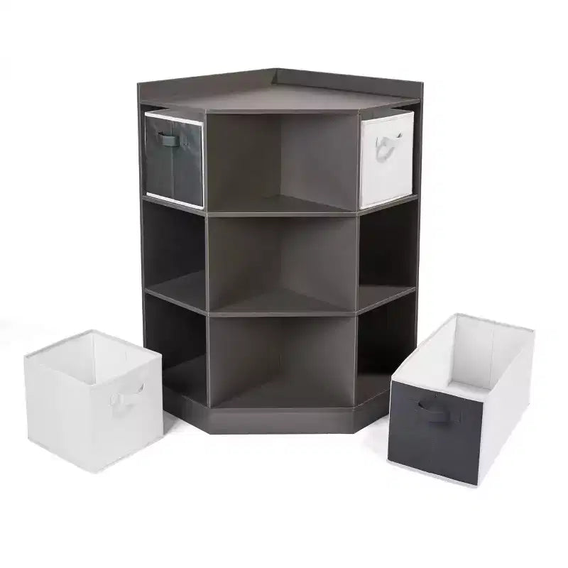 Meuble de rangement d'angle Cubby avec 4 paniers réversibles anthracite : 9 compartiments, 10 étagères, cadre en MDF