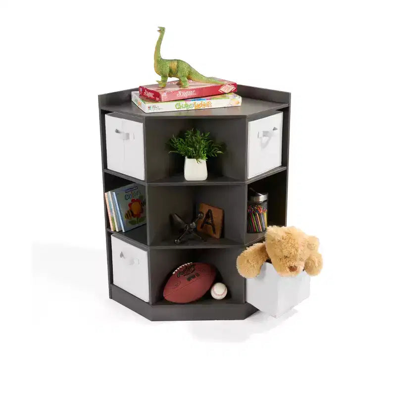 Meuble de rangement d'angle Cubby avec 4 paniers réversibles anthracite : 9 compartiments, 10 étagères, cadre en MDF