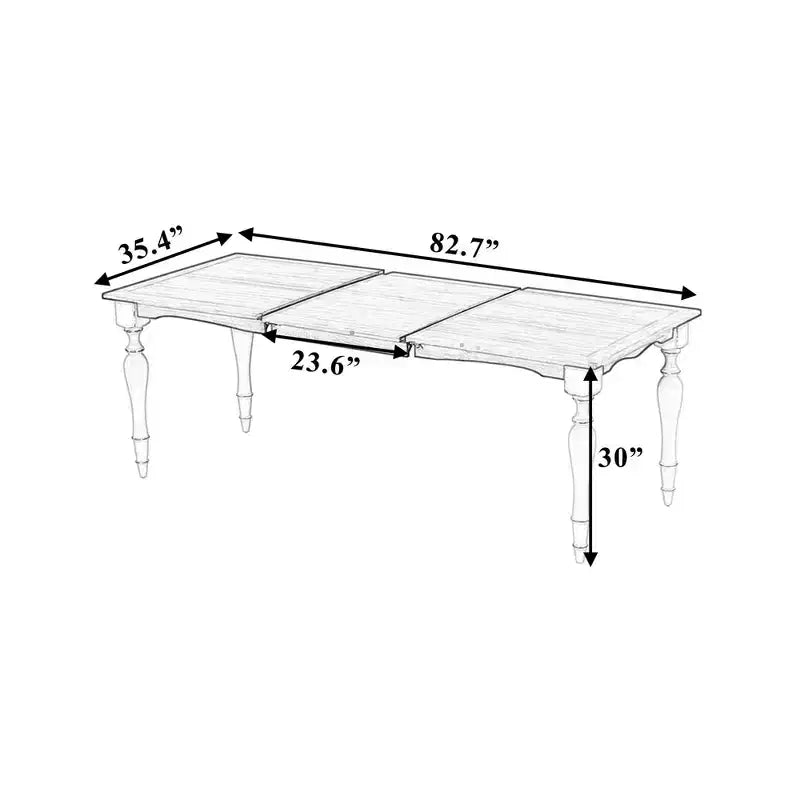 Table de salle à manger extensible traditionnelle vintage de 82,7 po, avec rallonge amovible de 23,6 po, finition naturelle
