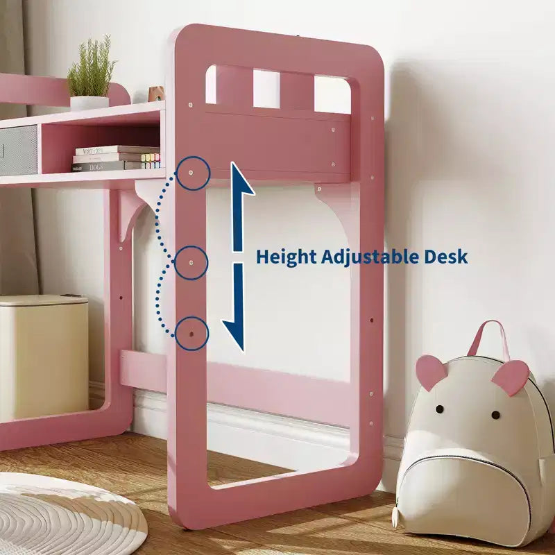 Ensemble bureau et chaise pour enfants, table d'étude réglable avec rangement et présentoir à livres, pour garçons et filles, blanc/rose/bleu