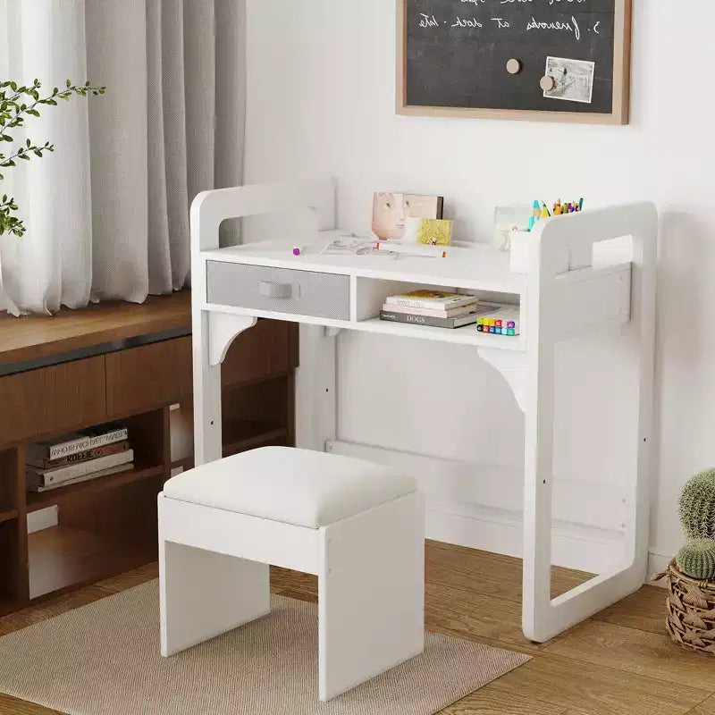 Ensemble bureau et chaise pour enfants, table d'étude réglable avec rangement et présentoir à livres, pour garçons et filles, blanc/rose/bleu