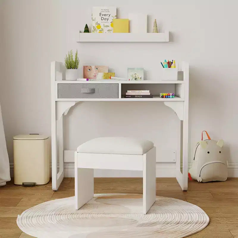 Ensemble bureau et chaise pour enfants, table d'étude réglable avec rangement et présentoir à livres, pour garçons et filles, blanc/rose/bleu