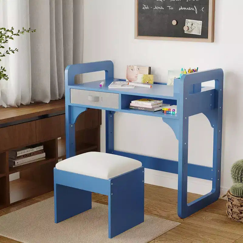 Ensemble bureau et chaise pour enfants, table d'étude réglable avec rangement et présentoir à livres, pour garçons et filles, blanc/rose/bleu