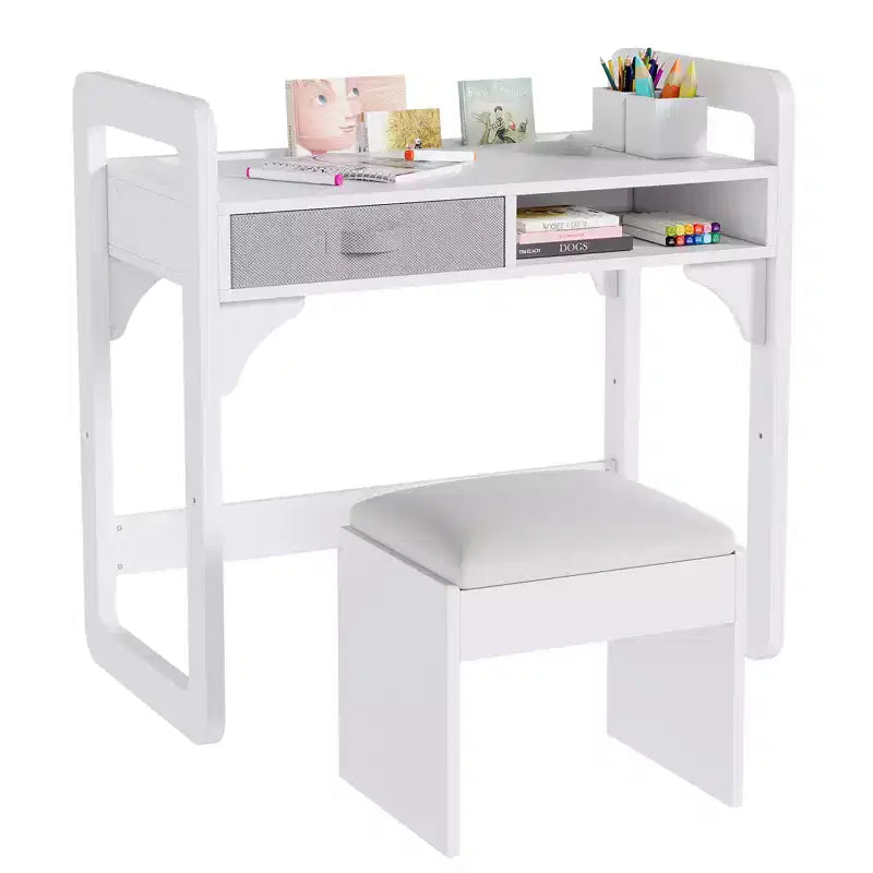 Ensemble bureau et chaise pour enfants, table d'étude réglable avec rangement et présentoir à livres, pour garçons et filles, blanc/rose/bleu