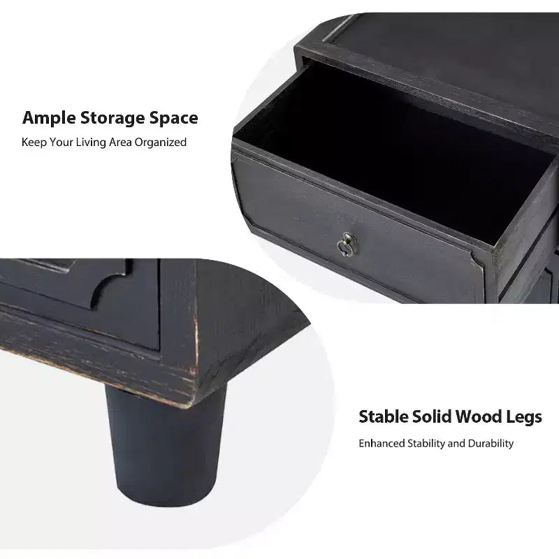 Leo 2 - Table de chevet à tiroir au design modulable - NOIR
