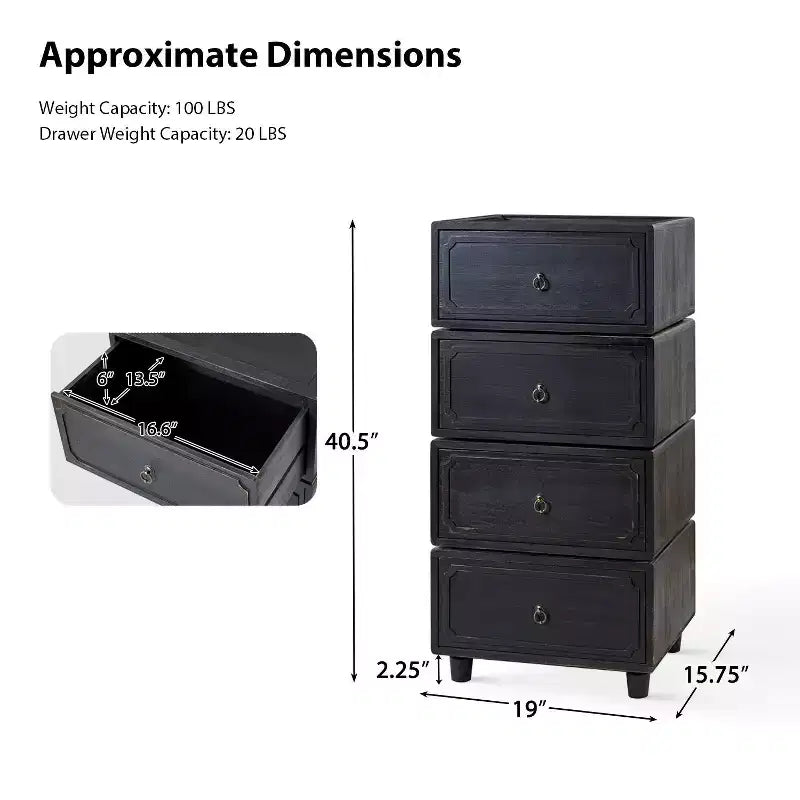 Leo 2 - Table de chevet à tiroir au design modulable - NOIR