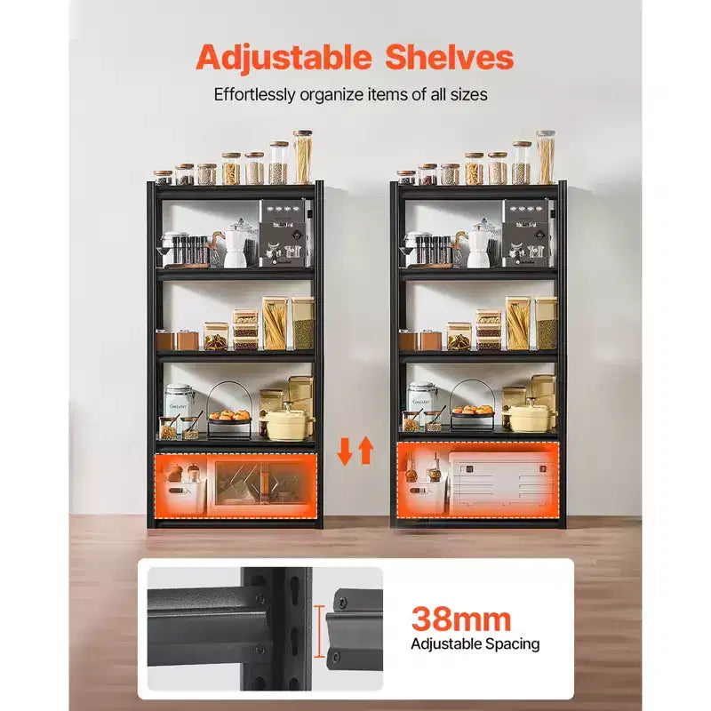 Étagères de rangement, capacité de 907 kg, étagères de rangement de garage à 5 niveaux, étagères métalliques réglables de 41 x 81 x 160 cm (P x L x H) pour garage, étagère utilitaire, noir