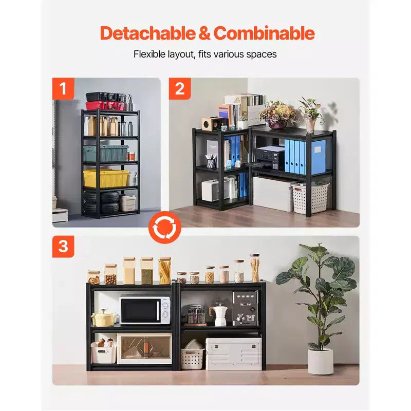 Étagères de rangement, capacité de 907 kg, étagères de rangement de garage à 5 niveaux, étagères métalliques réglables de 41 x 81 x 160 cm (P x L x H) pour garage, étagère utilitaire, noir