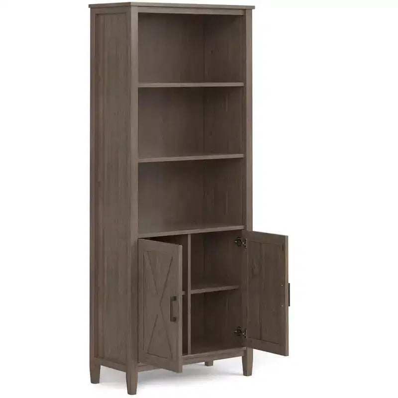 Bibliothèque de transition Cantina en BOIS MASSIF 183 cm x 76 cm marron fumé