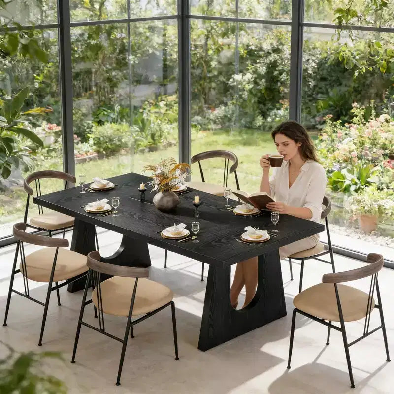Table à manger en bois, table de cuisine rectangulaire de 70 pour 6 à 8 personnes