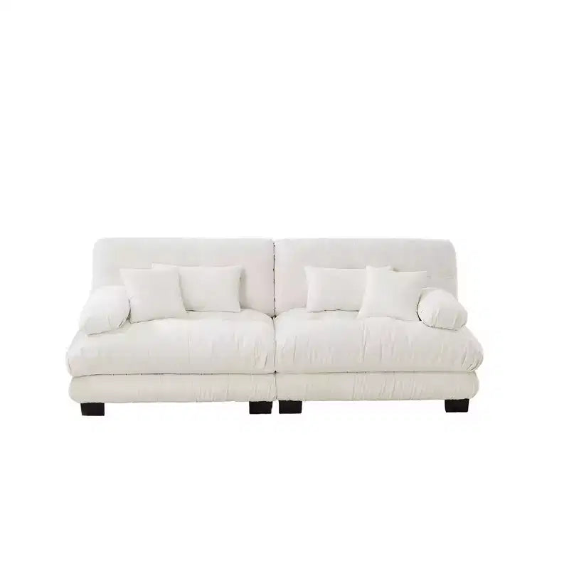 Canapé 2 places Colud Couch avec 2 coussins lombaires et 2 coussins décoratifs pour salon, blanc