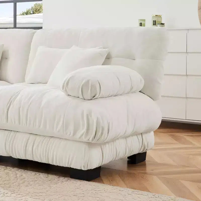 Canapé 2 places Colud Couch avec 2 coussins lombaires et 2 coussins décoratifs pour salon, blanc