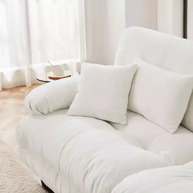 Canapé 2 places Colud Couch avec 2 coussins lombaires et 2 coussins décoratifs pour salon, blanc