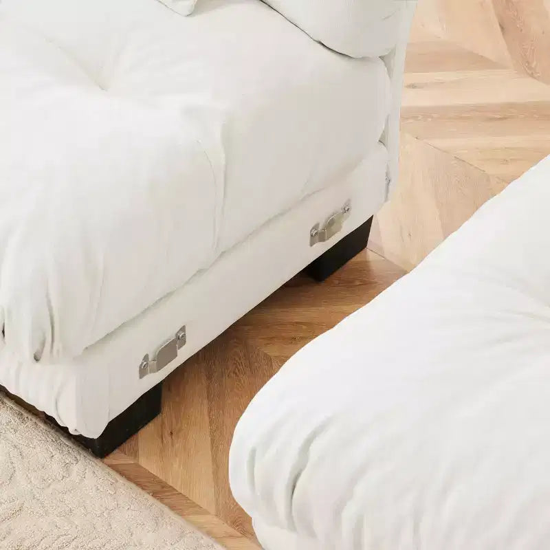Canapé 2 places Colud Couch avec 2 coussins lombaires et 2 coussins décoratifs pour salon, blanc