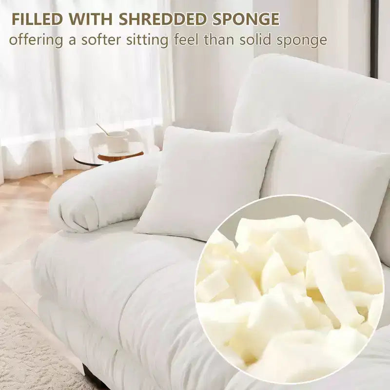 Canapé 2 places Colud Couch avec 2 coussins lombaires et 2 coussins décoratifs pour salon, blanc