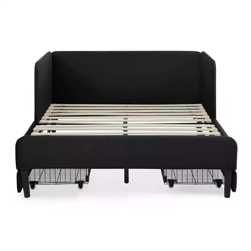 Lit de repos avec 2 tiroirs de rangement, canapé-lit réglable en velours pour salon et chambre à coucher