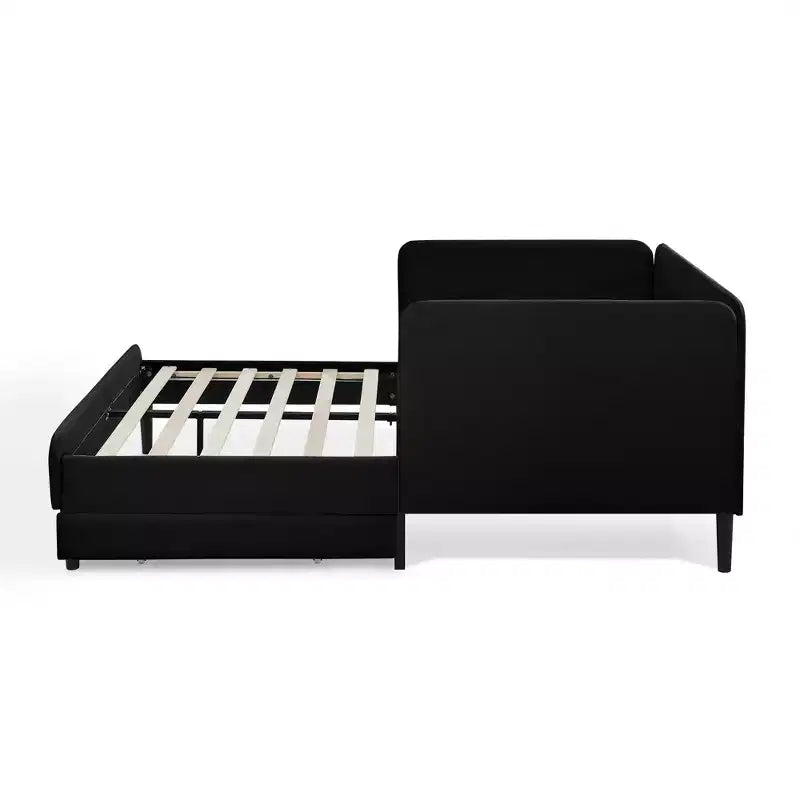 Lit de repos avec 2 tiroirs de rangement, canapé-lit réglable en velours pour salon et chambre à coucher
