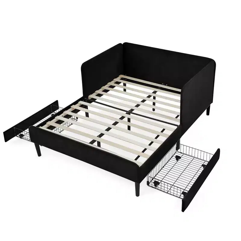 Lit de repos avec 2 tiroirs de rangement, canapé-lit réglable en velours pour salon et chambre à coucher