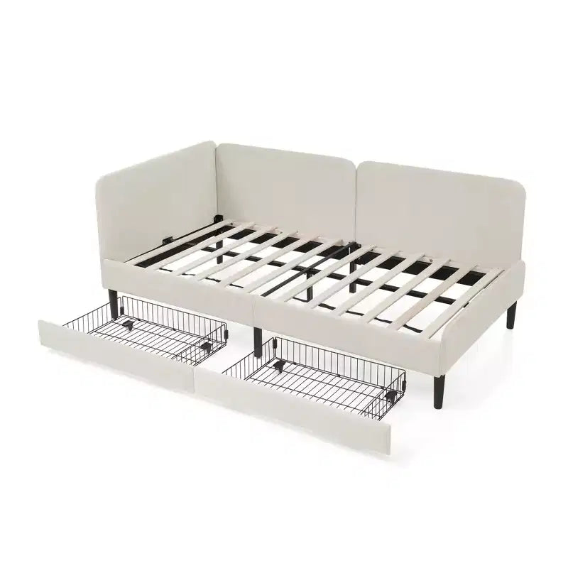 Lit de repos avec 2 tiroirs de rangement, canapé-lit réglable en velours pour salon et chambre à coucher