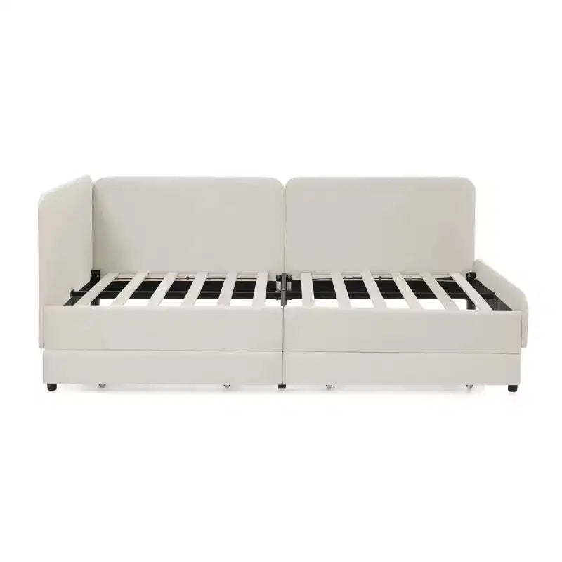 Lit de repos avec 2 tiroirs de rangement, canapé-lit réglable en velours pour salon et chambre à coucher