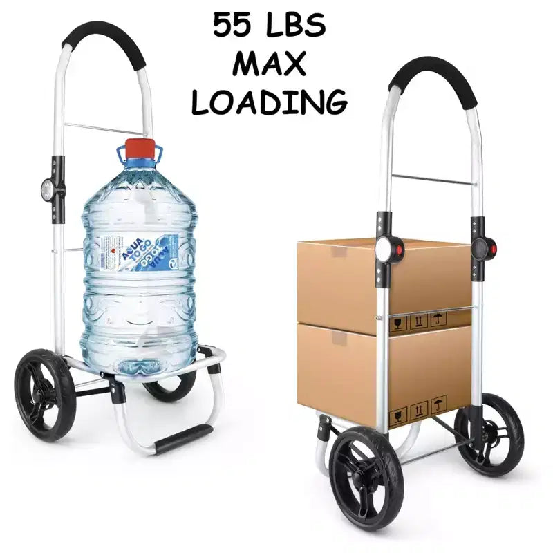 Chariot de courses pliable en aluminium avec roues et sac amovible