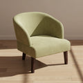 Fauteuil d'appoint moderne avec dossier rond et pieds en bois, revêtement en tissu doux, pour salon ou bureau