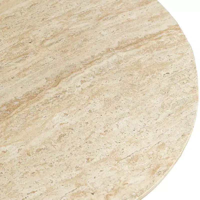 Table Basse Ronde à Socle en Fibrestone, Table d'Appoint pour l'Intérieur ou l'Extérieur, Design Sculptural avec Patins Antidérapants