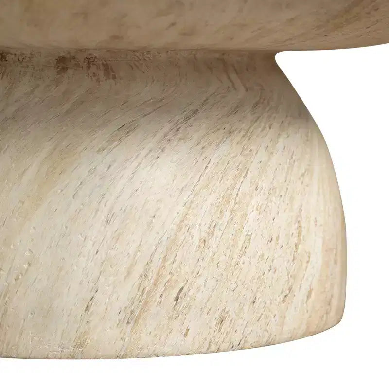 Table Basse Ronde à Socle en Fibrestone, Table d'Appoint pour l'Intérieur ou l'Extérieur, Design Sculptural avec Patins Antidérapants