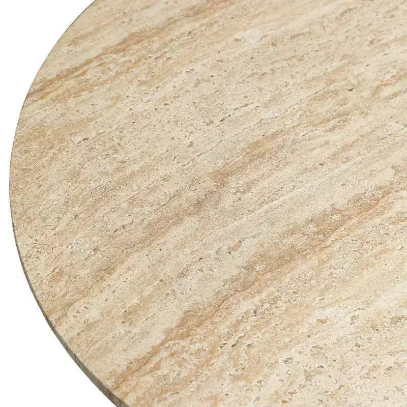 Table Basse Ronde à Socle en Fibrestone, Table d'Appoint pour l'Intérieur ou l'Extérieur, Design Sculptural avec Patins Antidérapants