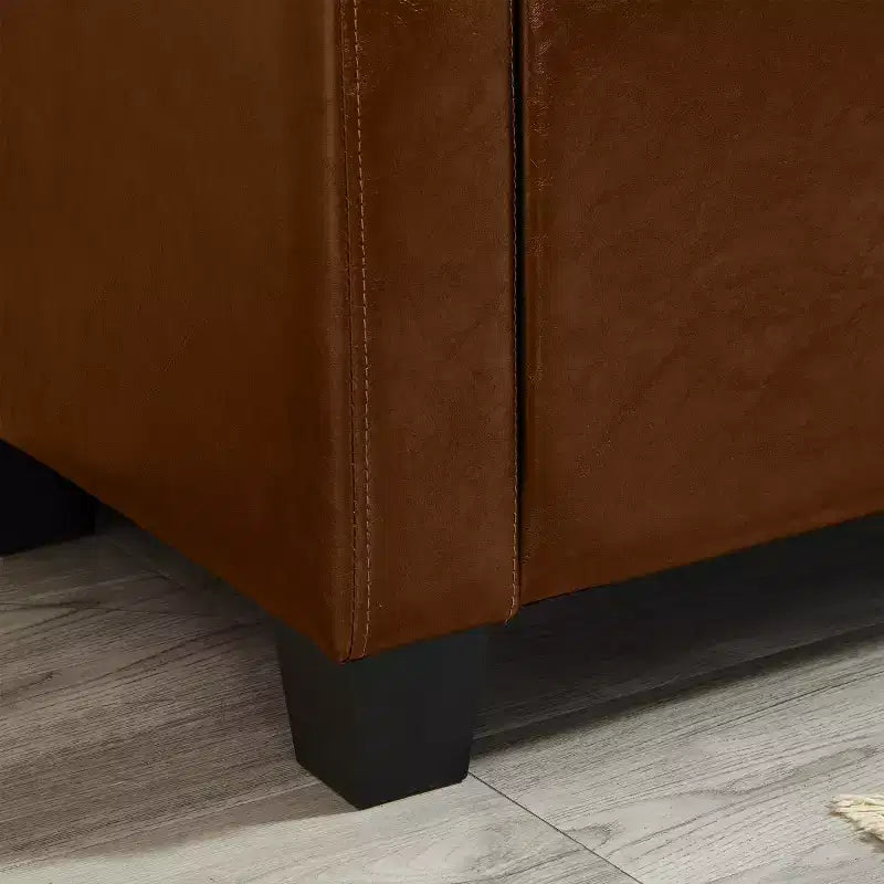 Banc de rangement moderne en cuir PU avec couvercle à charnière de 48 po, banc d'entrée avec rangement pour salon, chambre ou entrée - Panipeachy