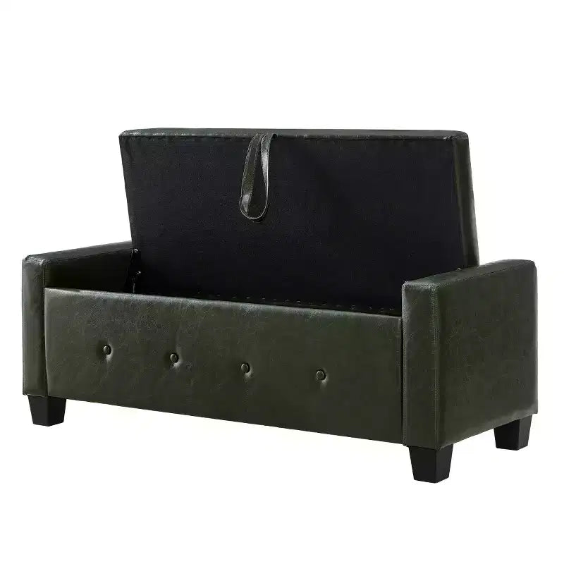 Banc de rangement moderne en cuir PU avec couvercle à charnière de 48 po, banc d'entrée avec rangement pour salon, chambre ou entrée - Panipeachy