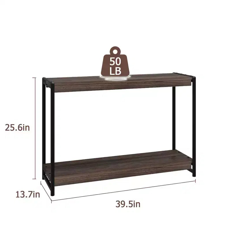 Console de ferme 40 po avec 2 étagères, table de canapé et d'entrée à lattes grises