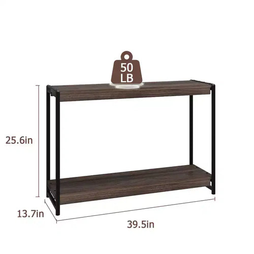 Console de ferme 40 po avec 2 étagères, table de canapé et d'entrée à lattes grises