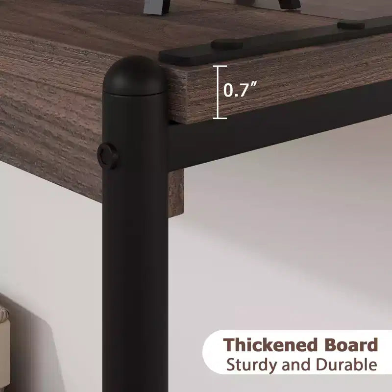 Console de ferme 40 po avec 2 étagères, table de canapé et d'entrée à lattes grises