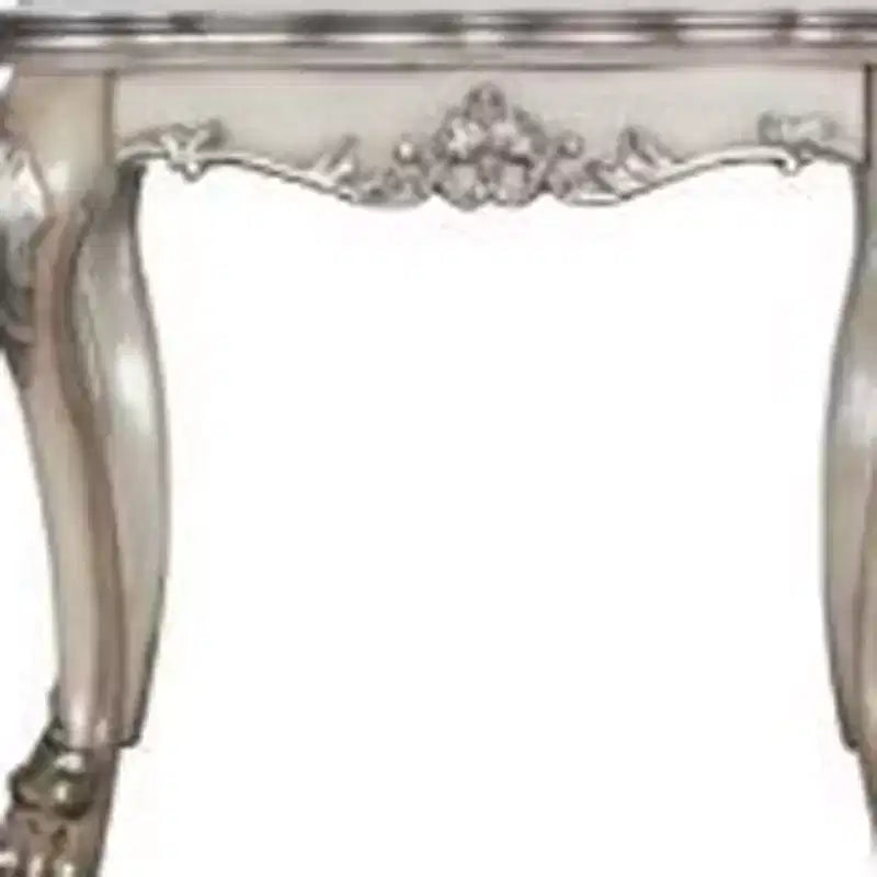 Table d'appoint carrée 24 Vintage Os Blanc en bois massif et polyrésine