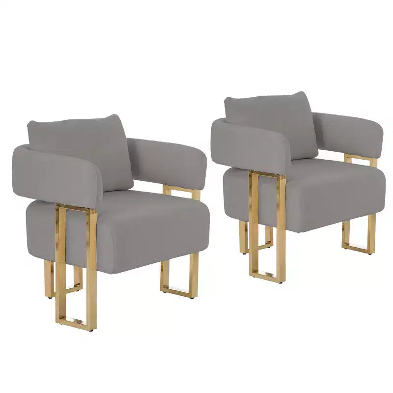 Fauteuils d'appoint modernes avec revêtement en tissu teddy et pieds en métal doré
