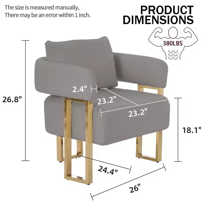 Fauteuils d'appoint modernes avec revêtement en tissu teddy et pieds en métal doré