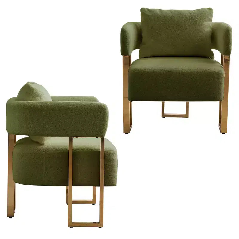 Fauteuils d'appoint modernes avec revêtement en tissu teddy et pieds en métal doré