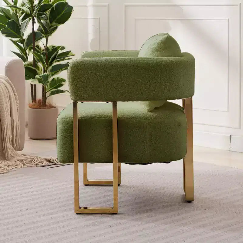 Fauteuils d'appoint modernes avec revêtement en tissu teddy et pieds en métal doré