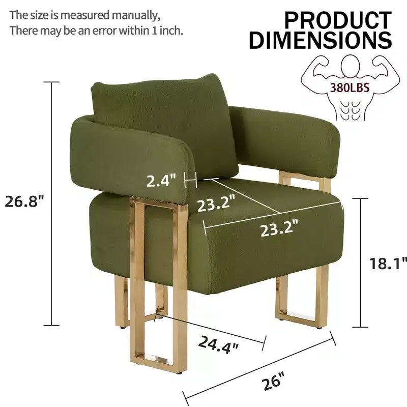 Fauteuils d'appoint modernes avec revêtement en tissu teddy et pieds en métal doré