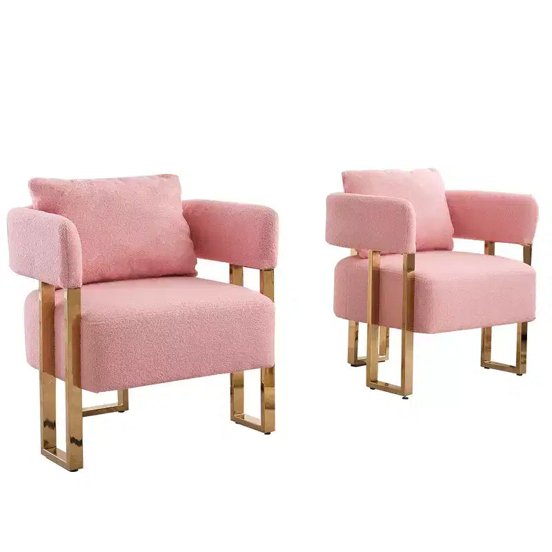 Fauteuils d'appoint modernes avec revêtement en tissu teddy et pieds en métal doré
