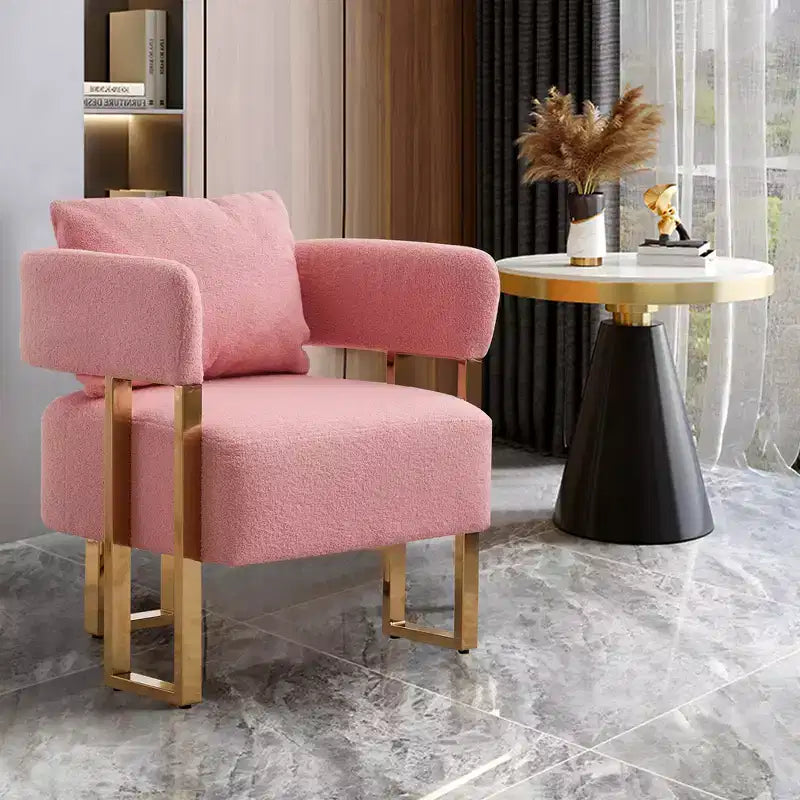 Fauteuils d'appoint modernes avec revêtement en tissu teddy et pieds en métal doré