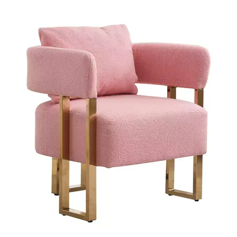 Fauteuils d'appoint modernes avec revêtement en tissu teddy et pieds en métal doré