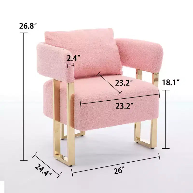 Fauteuils d'appoint modernes avec revêtement en tissu teddy et pieds en métal doré