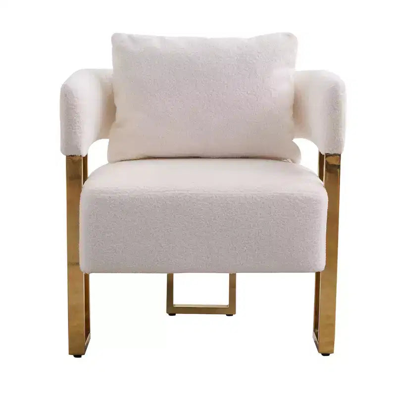 Fauteuils d'appoint modernes avec revêtement en tissu teddy et pieds en métal doré