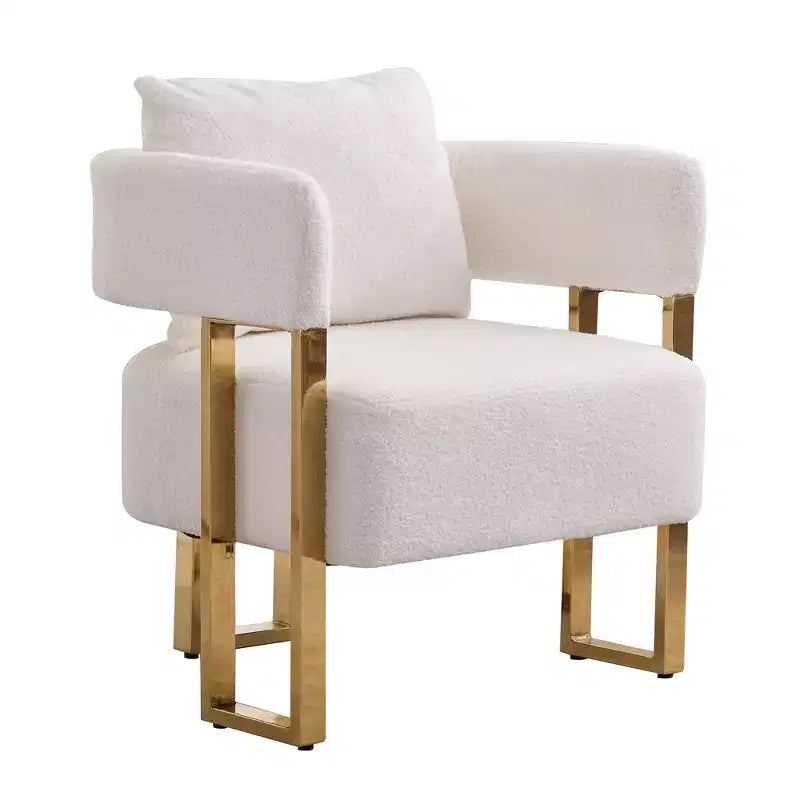 Fauteuils d'appoint modernes avec revêtement en tissu teddy et pieds en métal doré