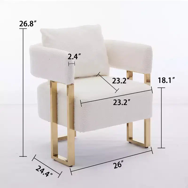 Fauteuils d'appoint modernes avec revêtement en tissu teddy et pieds en métal doré