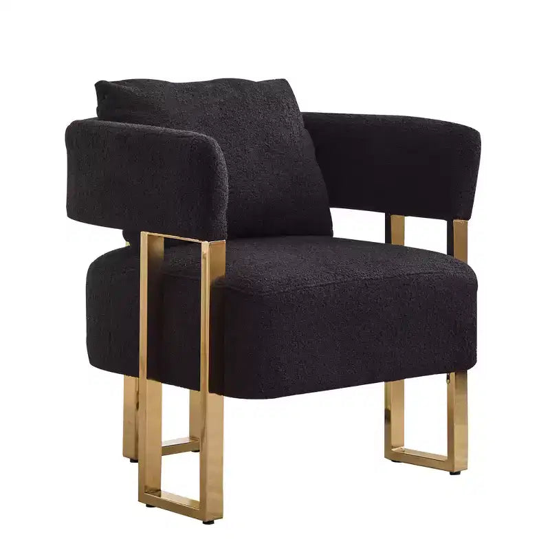 Fauteuils d'appoint modernes avec revêtement en tissu teddy et pieds en métal doré