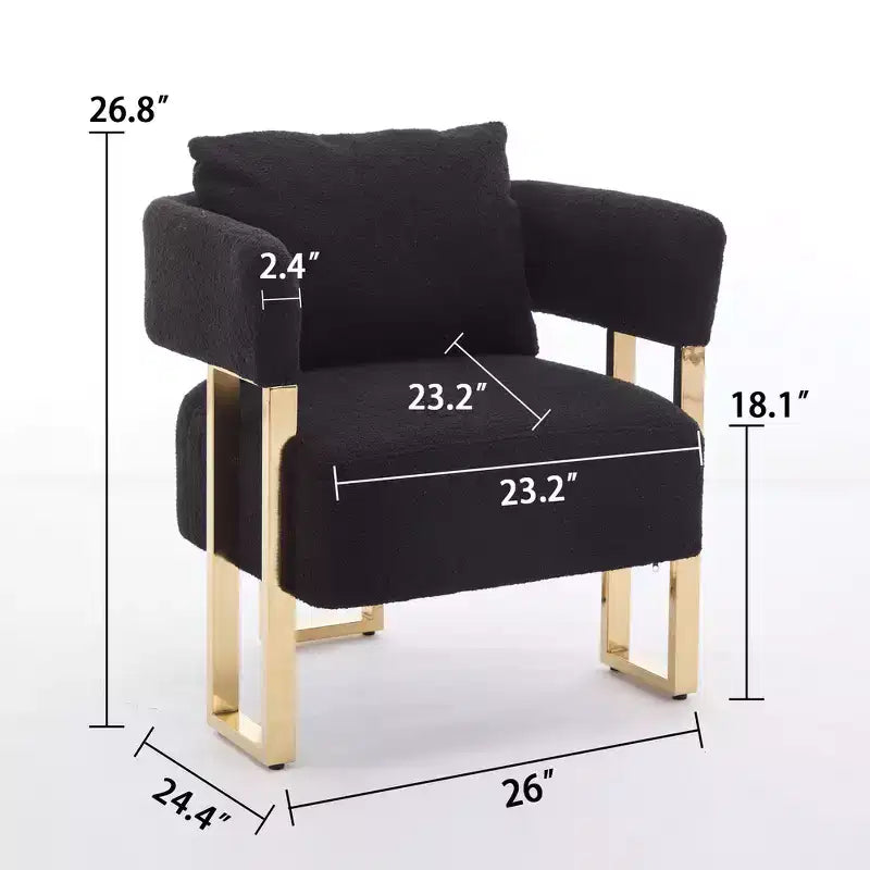 Fauteuils d'appoint modernes avec revêtement en tissu teddy et pieds en métal doré